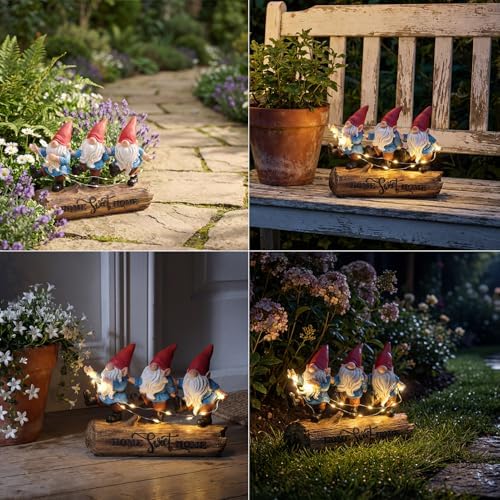 PETAFLOP Solar Gnome Garden Decor,Home Sweet Home Gnomes Outdoor Decorations for Yard Patio Balcony Pathway Lawn, Father’s Day Birthday Housewarming Gifts for Women Mom Grandma - Image 5