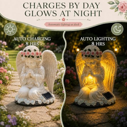 YODY Solar Garden Statues Outdoor Decor Angel with LED Light - Image 2