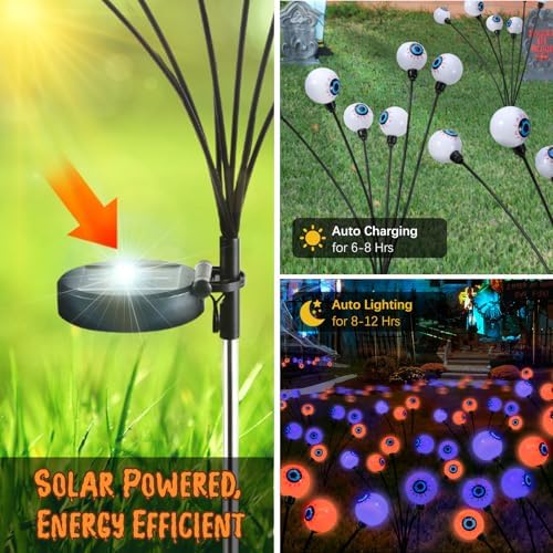 Lewondr 6 Pack Halloween Decorations Outdoor Eyeball Lights - Image 2