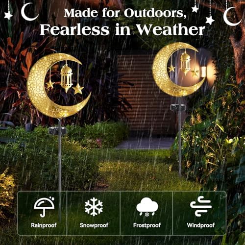 Lewondr 2Pcs Ramadan Solar Lights, Ramadan Decorations Outdoor - Image 4