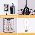 Battery Operated Hanging Outdoor Chandelier, Battery Power 5′′×6′′ Pendant Light, Gazebo Lights Outdoor, 4 AA Batteries, for Gazebo, Pergola, Porch, Patio, Indoor Outdoor Decor Lighting (2) - Image 5