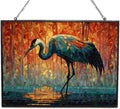 Customized Rectangle Mosaic Crane in Morning Mist Suncatcher Stained Glass Window Hangings Sun Catchers Colorful Ornament Gifts for Women Mom Wife Halloween Christmas Housewarming by HYPESTYLE