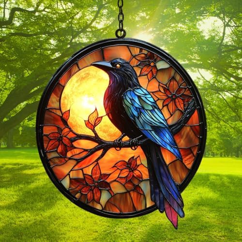 Gothic Raven Moonlight Maple Acrylic Suncatcher - Image 3