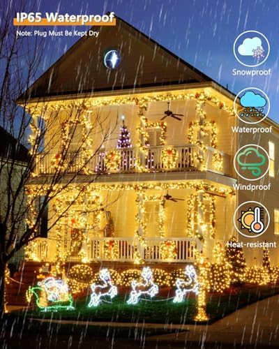 KAQ Solar String Lights Outdoor 2Pack 500LED 180FT Waterproof Warm White - Image 4