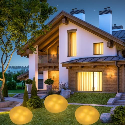 Solar Small Garden Lights Outdoor Glow Cobblestone Shape Lamp Garden Decor Waterproof Landscape Night Lights for Garden Paths, Stairs, Lawns, Patios, Yard, 4 Pack (Cool White) - Image 5