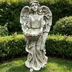 24.8" Resin Angel Garden Statue Bird Feeder Water Basin Yard Decor - Image 4