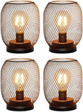 TRIROCKS Set of 4 Battery Operated Lamp LED Table Lantern, Metal Cage Cordless Lamps with LED Bulb，Vintage Decorative Outdoor Lantern for Weddings, Parties, Patio, Events for Indoors Shelf Decor by TRIROCKS