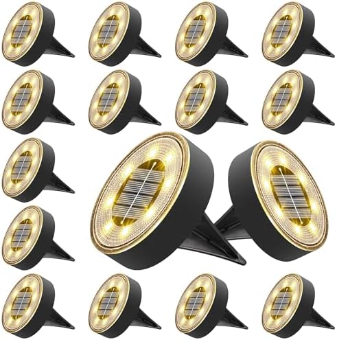 Joomer 16 Pack 3.4inch Solar Ground Lights Outdoor Waterproof, Warm White by Joomer