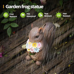 8" Solar Squirrel Garden Statue with Flower Lights, Resin Squirrel Holding Flowers Outdoor Decor, Waterproof Solar Powered Animal Statue for Yard, Lawn, Garden - Image 2