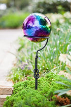 Evergreen Garden Mosaic Glass Gazing Ball (Oil Slick Stainless Steel) - Image 3