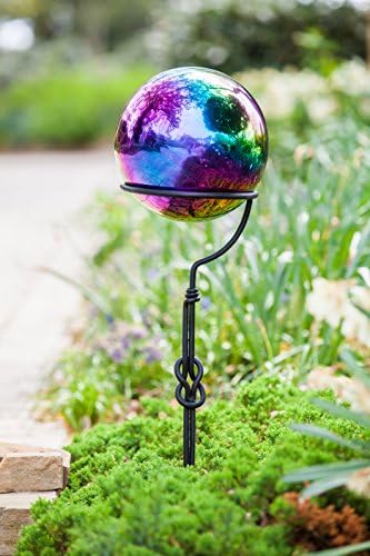 Evergreen Garden Mosaic Glass Gazing Ball (Oil Slick Stainless Steel) - Image 3