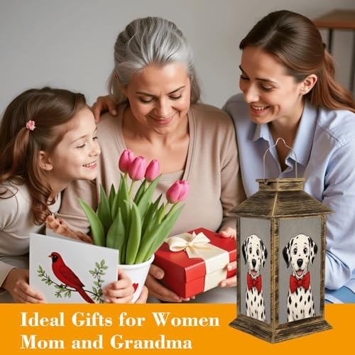 Solar Lantern Outdoor Waterproof Hand Drawn Portrait Dalmatian Garden Decor LED Hanging Solar Lights Tabletop Lamp Gifts for Women Mom Outside Yard Patio Porch - Image 4