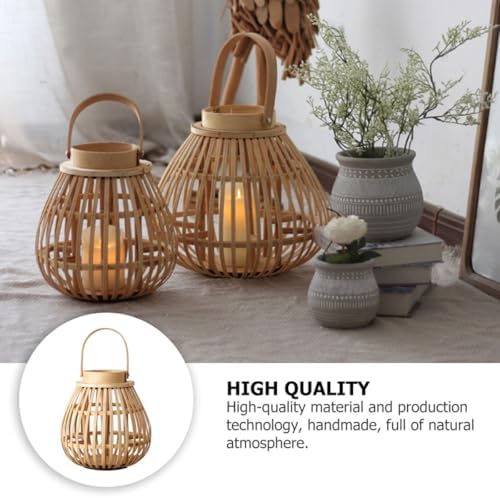 Hanging Lantern Bamboo Woven Candlestick Xmas Halloween Season - Image 5
