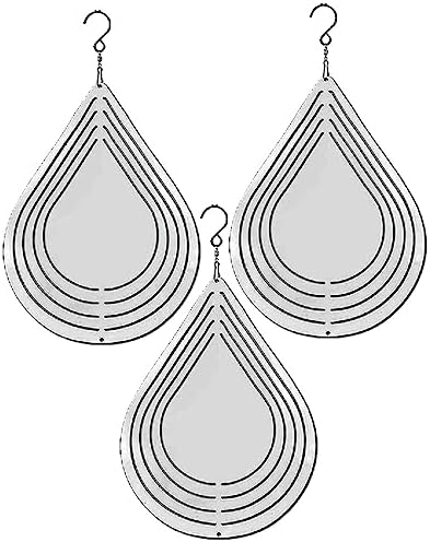 3 Pack 10 - inch Double Sided Teardrop Sublimation Wind Spinner Blanks w/Hooks by Unknown