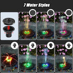 Yzert Glass Solar Fountain Floating 3.5W 2200mAh, Colorful LED, Bird Bath - Image 3