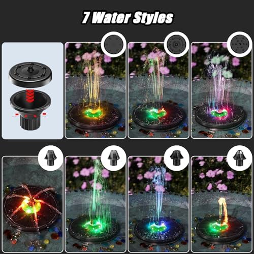 Yzert Glass Solar Fountain Floating 3.5W 2200mAh, Colorful LED, Bird Bath - Image 3