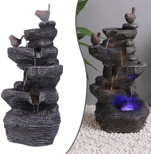 Resin Stone Imitation Waterfall with LED Lights Desktop by Unknown