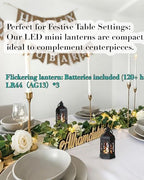 12-Pack Mini Lanterns with Flickering LED Candles for Ramadan, Moroccan Decorative Hanging Lanterns for Halloween, Christmas, Wedding, Black Lantern for Table Centerpiece, Home & Party Decor - Image 2
