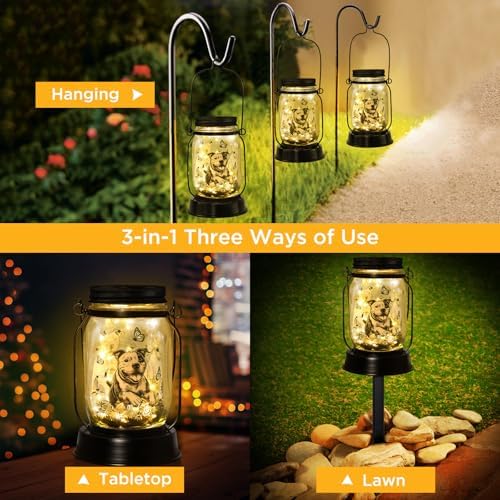kyoryuger Pit Bull Gifts for Women/Men Pit Bull Solar Lanterns Mom Birthday Pibble Dog Lovers Lantern Pet Loss Animal Bully Memorial Lights Solar Garden Decoration Yard, Patio,Backyard,Porch Torches - Image 6