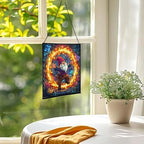 Fire Ring Gnome Dance Stained Glass Suncatcher – Square Hanging Window Panel for Home or Greenhouse – Whimsical Glass Art Gift for Garden Lovers, Christmas, Halloween, Father Days dHpxaH - Image 3