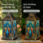 Solar Lantern Colorful Peacock Stained Glass Outdoor Waterproof Garden Hanging Lantern Solar Powered Lighting Outside Solar Light for Patio Yard Camping, Gifts for Women Mom - Image 4