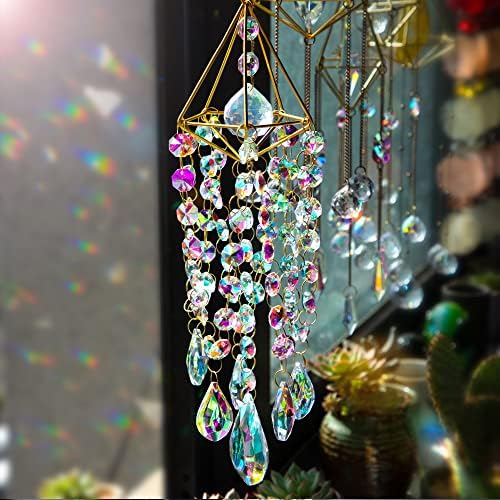 Hanging Wind Chime Style Garden Suncatcher and Glass Guardian Angel Suncather - Image 4