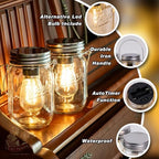 2 Pack Cordless Hanging Mason Jar Lanterns Small Cordless Lamp with Timer - Image 4