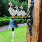 Indoor Outdoor Wall Mounted Dinner Bell - Decorative Vintage Manually Shaking Doorbell - Heavy Duty Cast Iron Wall Hanging Bell Welcome Sign - Garden Home Wall Art Decoration - Image 3