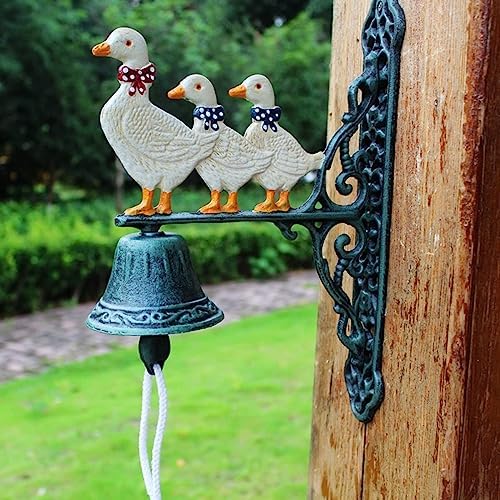 Indoor Outdoor Wall Mounted Dinner Bell - Decorative Vintage Manually Shaking Doorbell - Heavy Duty Cast Iron Wall Hanging Bell Welcome Sign - Garden Home Wall Art Decoration - Image 3