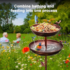 Metal Bird Bath Bronze 2-in-1 Freestanding Garden Birdbath - Image 6
