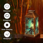 Solar Lantern Palm Trees Tropical Climate Coconut Landscape Outdoor Waterproof Hanging Solar Light Outside Lights for Patio Yard House Lawn Decor Birthday Gifts for Women Mom - Image 5