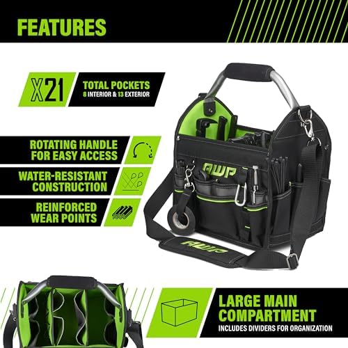 AWP Tool Bags, Premium Tool Bag, Black, Durable Tool Tote, for Professionals and Contractors - Image 2