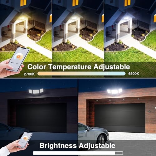 Onforu 100W Smart Flood Lights Outdoor, 3 Adjustable Heads, 9000LM Dimmable Hardwired Security Light, WiFi Alexa Control Floodlight, 2700K-6500K Tunable - Image 4