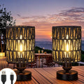Cordless Rechargeable Outdoor Table Lamps, Battery Operated Table Lamp, Stepless Dimmable for Patio, Living Room, and Bedroom (Bulb Included) - Set of 2 (Black) by ALLFORTUNE