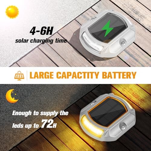 VOLISUN Solar Driveway Dock Deck LED Outdoor Lights 2 Colors Modes 12 Pack - Image 3