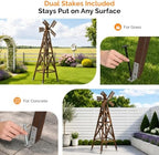 VINGLI Upgraded Wood Windmill with Bearing&Stake for Lawn(Carbonized Brown) - Image 3