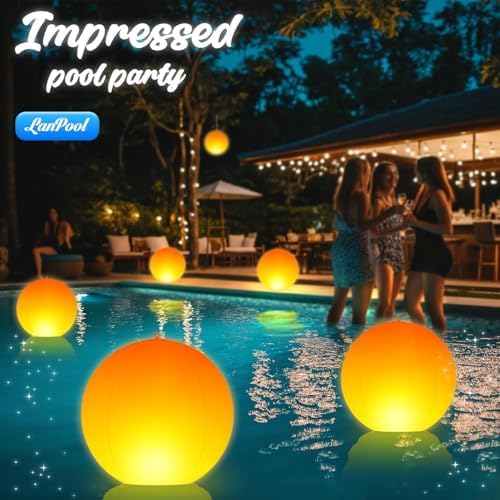LanPool Floating Pool Lights,14" Flame Solar Pool Lights,Floating Glow Globe IP68 Waterproof, Solar Powered Swimming Pool Accessories, Large Floating Light Up Balls for Pool Pond Outdoor Decor-4PCS - Image 6