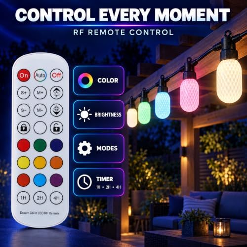 50FT RGBW Outdoor String Lights, Color Changing Patio Lights - Image 3