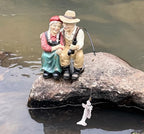 coolboy Garden Pond Couple Fishing Outdoor Statue,Yard Koi Pond Decorations - Image 2