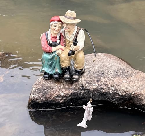 coolboy Garden Pond Couple Fishing Outdoor Statue,Yard Koi Pond Decorations - Image 2