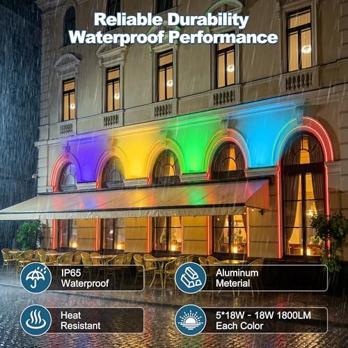 Smart Outdoor RGBCW LED Light Bar 20″, Color Changing Wall Washer with App & Remote Control, 2700K–6500K Tunable White Floodlight, IP65 RGB Stage/Porch Lights for House, Music Sync, - Image 7