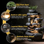 5 Tiers Cascading Solar Water Fountain Outdoor Fountain with LED Lights - Image 3