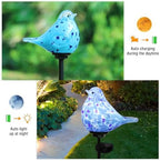 Solar Garden Stake, Hand-Blown Glass Bluebird Light Outdoor Garden Decor - Image 3