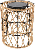 Rattan Woven Solar Outdoor Lantern with Handle for Porch Garden by COHEALI