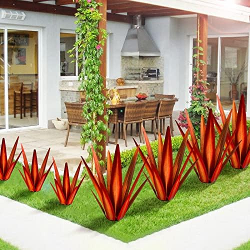 KODIBO 24" Metal Agave Plant Outdoor Decor, Large Garden Sculpture, Red - Image 3