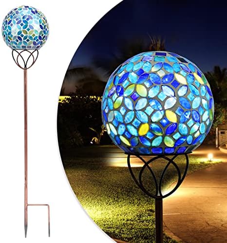 Solar Garden Decorative Light, Mosaic Gazing Globe Stake for Yard Decor by WonderSolar