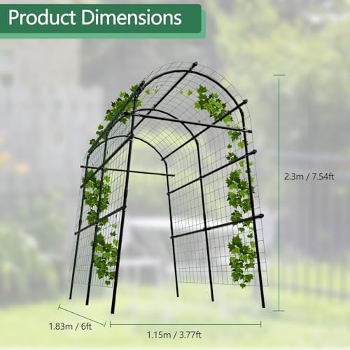 Garvee Metal Garden Arch Trellis, 7.6Ft Black for Raised Beds - Image 2