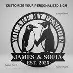 Personalized Penguin Metal Sign，Personalized Valentines Day Gifts，Custom Name Wall Fence Yard Patio, Home Office Decor， Metal Wall Art Decor,Home Metal Signs Plaques,Outdoor wall Decorative Signage12 - Image 6