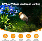 LUTEC Solid Brass Low Voltage Landscape Lighting, 12V Heavy Duty Waterproof Landscape Spotlights Bronze, Wired Uplights Outdoor Fixtureswith ABS Spike, Garden Yard Pathway Tree Without Bulb, 6 Pack - Image 2