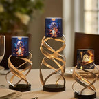 Flameless Candles with Remote, Battery Operated Ghost Haunted House Flickering LED Candles Halloween Day Decor Electric Pillar Candles Set of 4 - Image 4